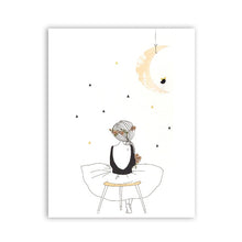 Load image into Gallery viewer, Kids Girl Poster Cute Wall Art Print , Girl With Flowers Cartoon Canvas Painting Lovely Picture For Baby Girls Room Wall Decor