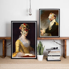 Load image into Gallery viewer, Flower Veil Portrait of Woman and Soldier Retro